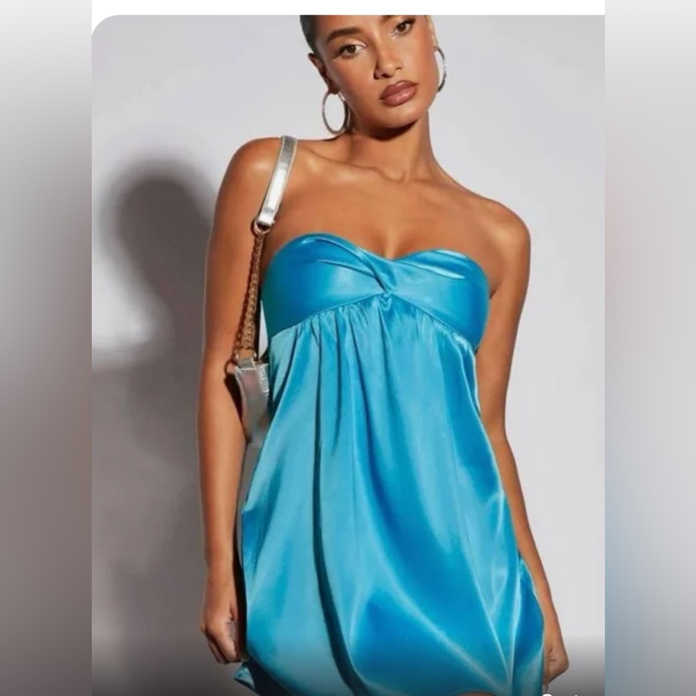 Shein Satin Babydoll Strapless Dress